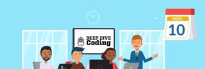 Digital graphic of deep dive coding students
